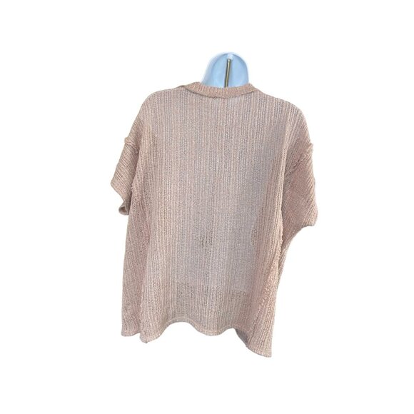 GeeGee Sweater Womens XL Beige Short Sleeve Loose Knit lighweight Minimalist - Picture 3 of 7